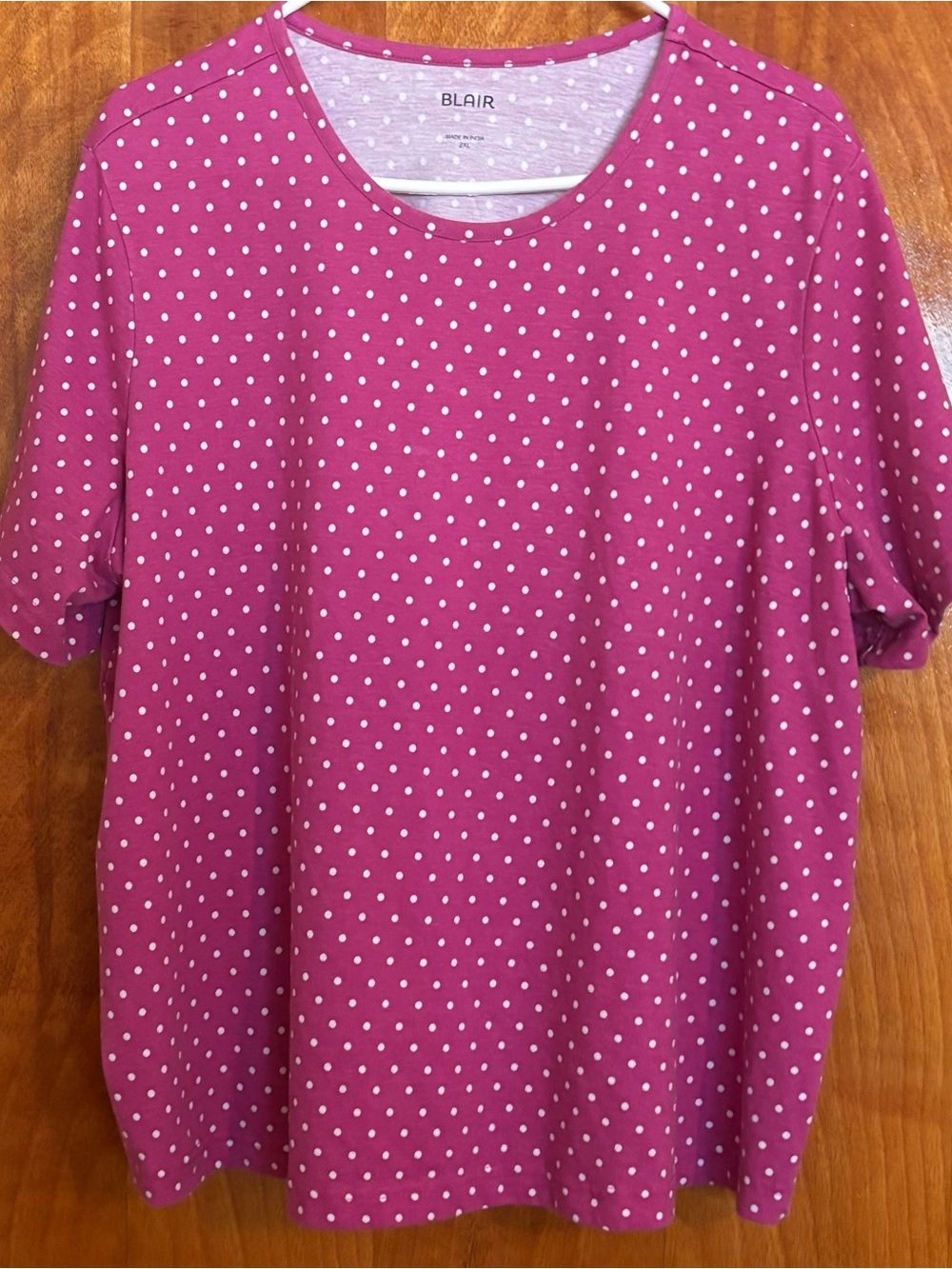 Blair 2X
Women's Pink Polka Dot Short Sleeve Top